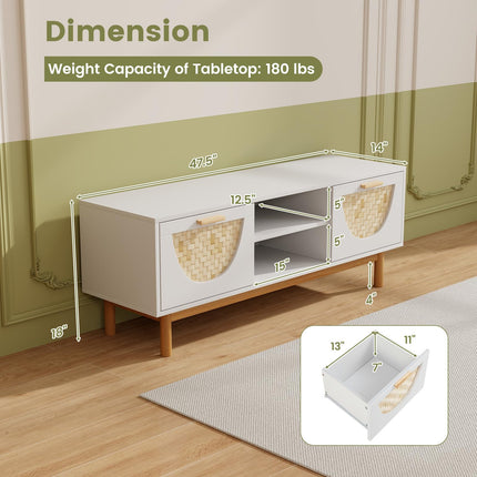 Dreamade TV Stand for TV up to 55”, Television Stand with Open Shelves
