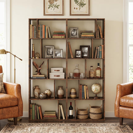 Dreamade 6-Tier Bookshelf | 10-Cube Industrial Bookcase w/Open Back (1/2)