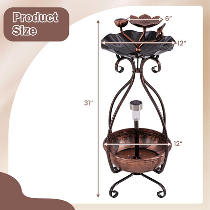 Dreamade Bird Bath with Planter - Solar Lighted Bird Bath for Outside with Bird Feeder