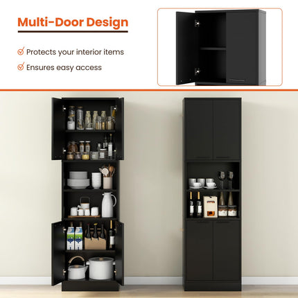 Dreamade Kitchen Pantry Cabinet, 75” Tall Freestanding Cupboard with Doors & Shelves