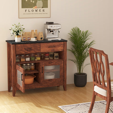 Dreamade Sideboard Buffet Cabinet, Coffee Bar Cabinet with 2 Drawers