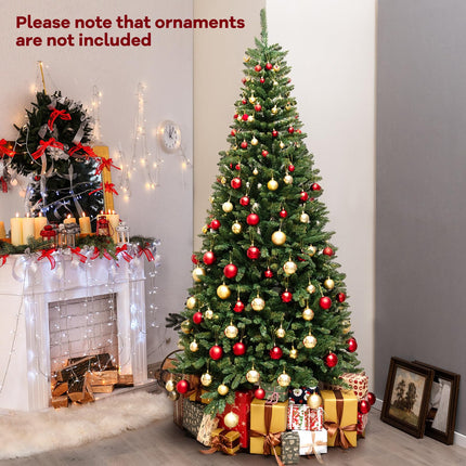 Dreamade 8 FT 270° Pre-Lit Corner Christmas Tree for Wall, Artificial Hinged Xmas Tree with 360 Warm White LED Lights