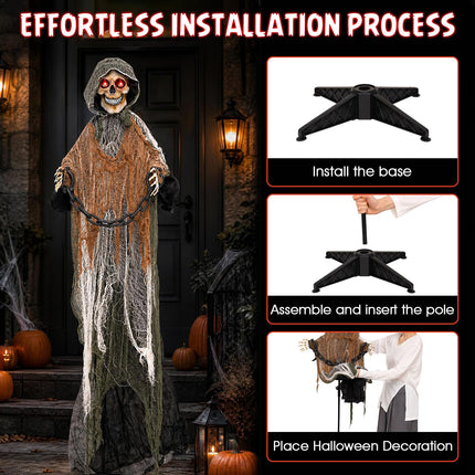 DREAMADE 5.7 ft Halloween Life-Size Animated Grim Reaper with Iron Chain