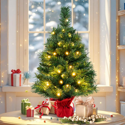 Dreamade Tabletop Battery Operated Small Fir Xmas Tree with Warm White LED Lights