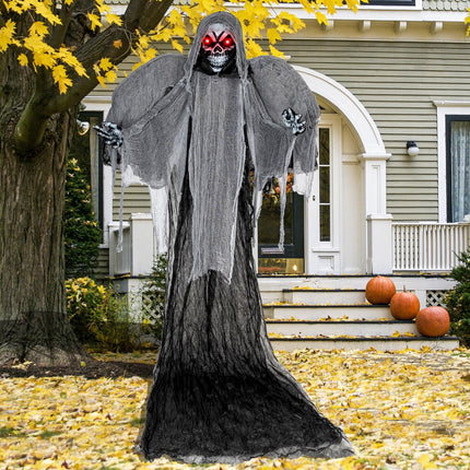 Dreamade Hanging Halloween Decoration, 12.1 Ft Skeleton Ghost with Flickering Red Eyes, Scary Sounds