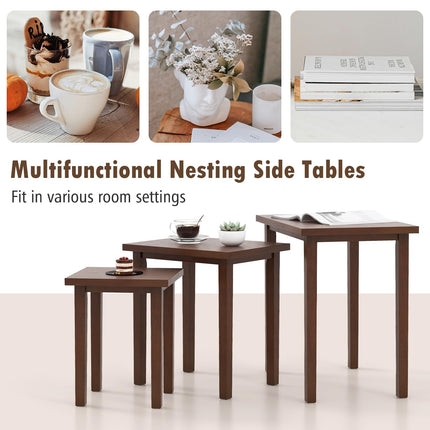 Dreamade Nesting Tables Set of 3, Farmhouse Stacking Side Tables with Rubber Legs
