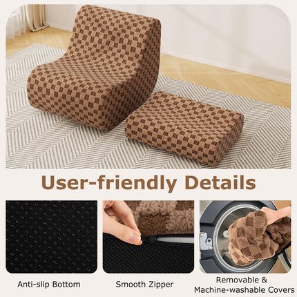 Dreamade Bean Bag Chair with Ottoman Comfy Lazy Sofa Chair with One-Piece Foam Filling