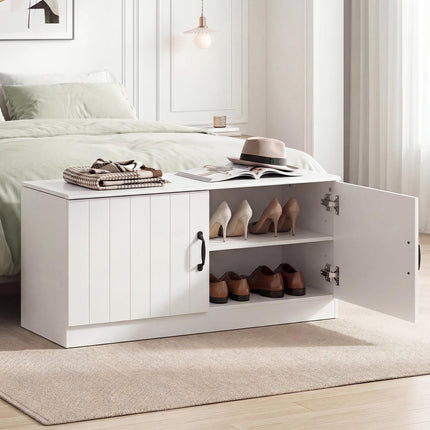 Dreamade 2-Door Shoe Storage Bench Wooden Entryway Bench