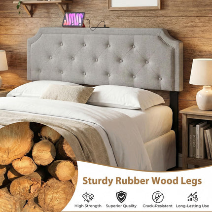 Dreamade Tufted Upholstered Head Board with 2 AC Outlets