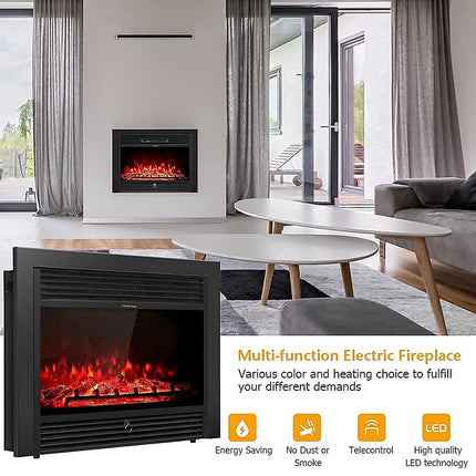 Dreamade 28.5" Electric Fireplace Insert Recessed Mounted with 3 Color Adjustable Flames