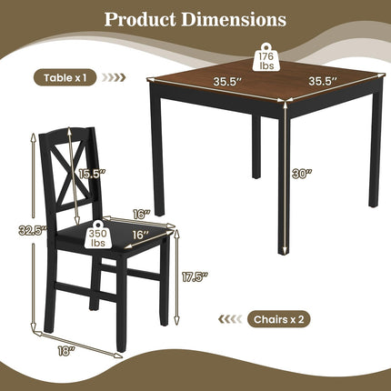 Dreamade 3-Piece Dining Table Set for 2