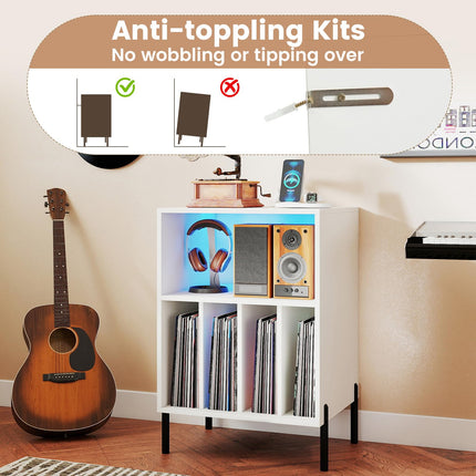 Dreamade Record Player Stand with LED Lights & Charging Station