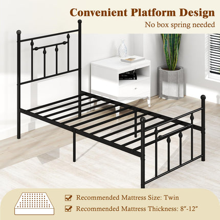 Dreamade Twin Bed Frames with Headboard and Footboard, Victorian Style Twin Platform Bed