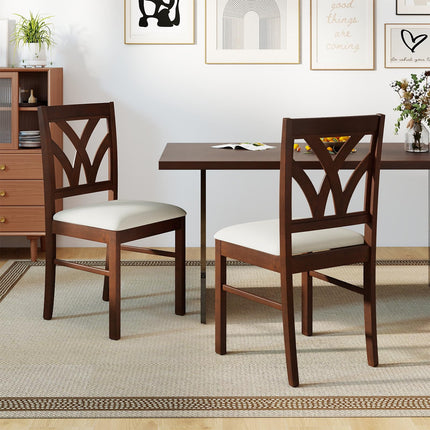 Dreamade Wooden Dining Chairs Set of 2/4 Farmhouse Upholstered Kitchen Chairs