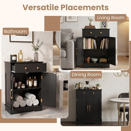 Floor Storage Cabinet with Doors Modern Buffet Sideboard with Drawer and Adjustable Shelf