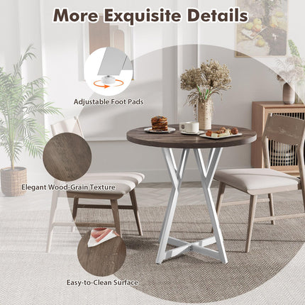 Dreamade 31.5" Small Round Dining Table for 2-4 with Crossed Metal Legs Load 220Lbs