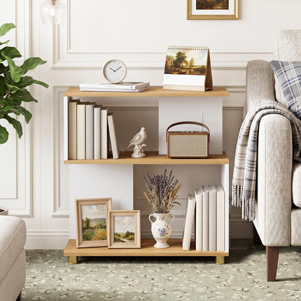 Dreamade 3-Tier Geometric S Shaped Bookcase with Open Storage Shelves (1/2)