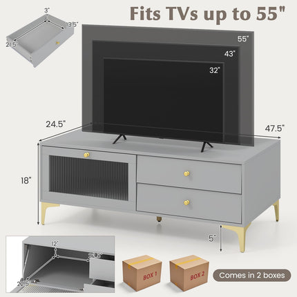Dreamade TV Stand for TVs up to 55”, Entertainment Center with Storage Drawers