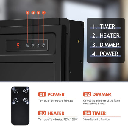 Dreamade 18'' Electric Fireplace, Fireplace Inserts Electric Heater