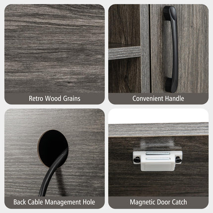 Dreamade Buffet Cabinet with Power Outlets & USB Ports, Wood Coffee Bar Cabinet