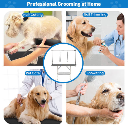 Dreamade 47'' Dog Grooming Table with Adjustable Arm & 2 Nooses