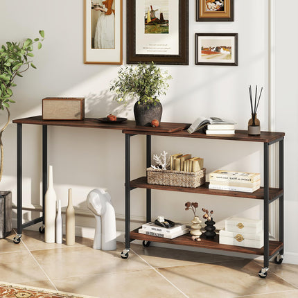 Dreamade 360° Free Rotating Sofa Side Table with 2-Tier Storage Shelves