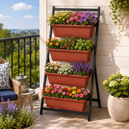 Dreamade 4-Tier Vertical Garden Planter with 4 Container Boxes & Drainage System (1/2)
