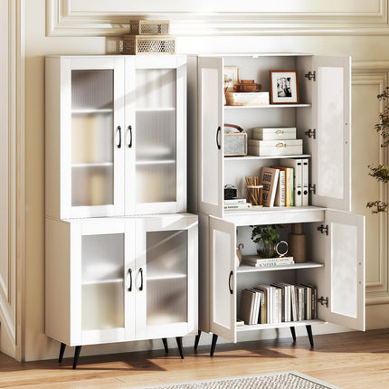 Dreamade Kitchen Pantry Cabinet 70.5" Tall Cupboard with 4 Transparent Doors