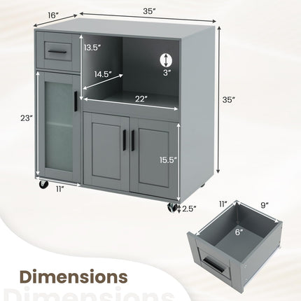 Dreamade Kitchen Island with Storage, Kitchen Cart with Wheels