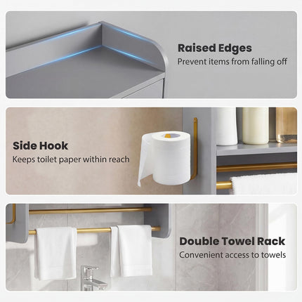 Dreamade Bathroom Wall Mounted Medicine Cabinet w/Towel Bars & Toilet Paper Holder