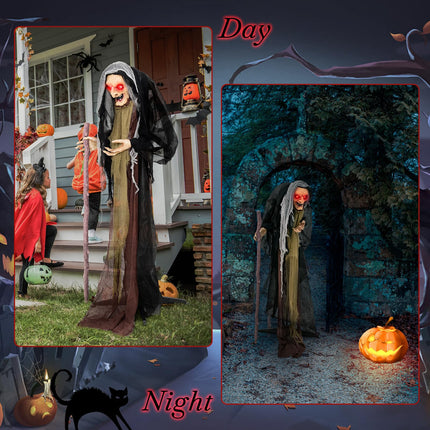 DREAMADE 5 FT Halloween Animatronic Witch Standing Witch