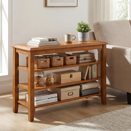 Dreamade 4-Tier Rubber Wood Shoe Rack Bench with Adjustable Shelves