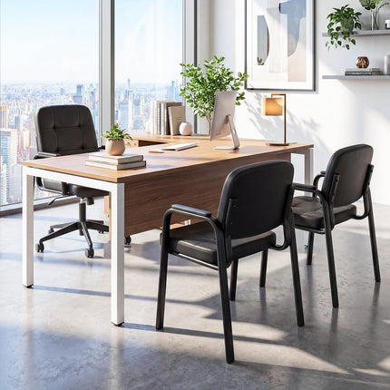 Dreamade Leather Office Reception Chairs with Padded Armrests