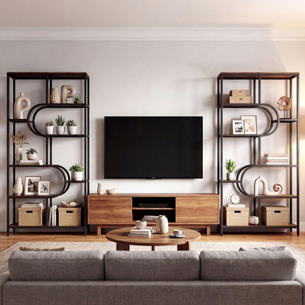 Dreamade 69" Tall Etagere Bookcase w/Open Storage Shelves for Living Room