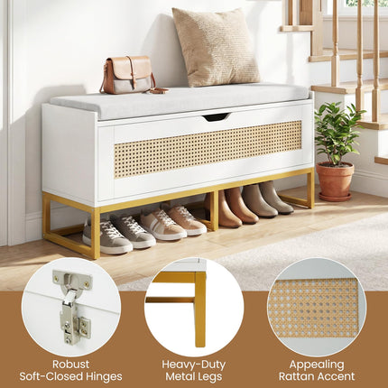 Dreamade Flip-Top Entryway Bench with Removable Padded Seat & Hidden Storage
