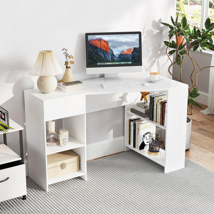 Dreamade White Desk with Drawer 48 Inch Corner Desk