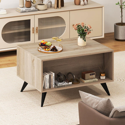 Dreamade Farmhouse Accent Modern Coffee Table with Storage for Living Room Bedroom