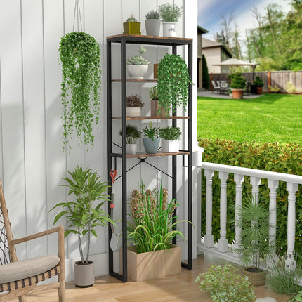 Dreamade Over The Toilet Storage Rack, 4-Tier Wooden Bathroom Space Saver w/Metal Frame & 2 Hooks