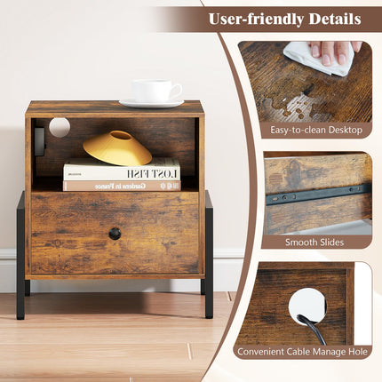 Dreamade Nightstand with Charging Station