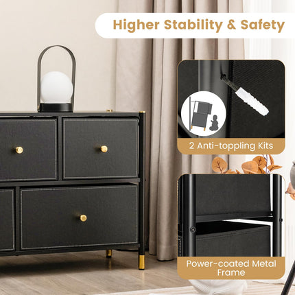 Dreamade Dresser for Bedroom with 5 Storage Drawers - Fabric Dresser Tower with Metal Frame, Fabric Bins