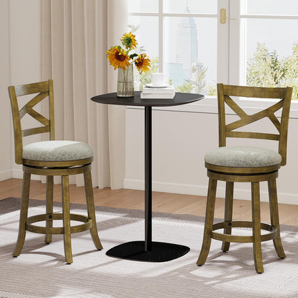 Dreamade Wood Swivel Bar Stools Set of 2/4 with Backrests and Wood Frame