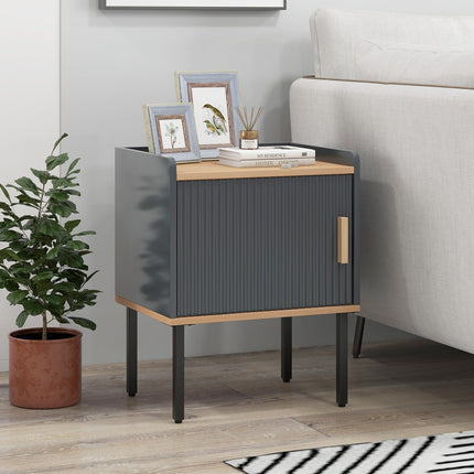 Dreamade Nightstand with Storage, Bedside Table with Single Door Cabinet, Small Space, Gray