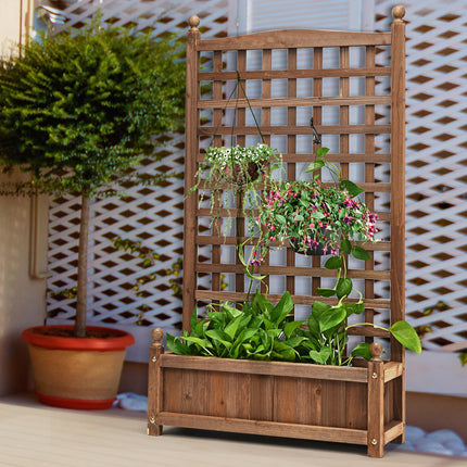 DREAMADE Raised Garden Bed with Trellis, 25" x 11" x 48" Planter
