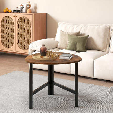 Dreamade Triangle End Table Wood Side Table with Metal Legs