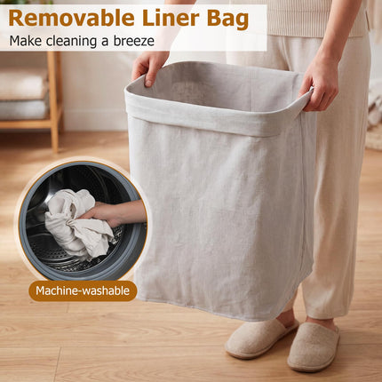 Dreamade 19 Gal Rectangular Bamboo Laundry Hamper with Lid