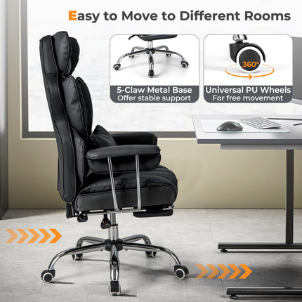 Dreamade Office Desk Chair, High Back Executive Office Chair with Foot Rest and Lumbar Support