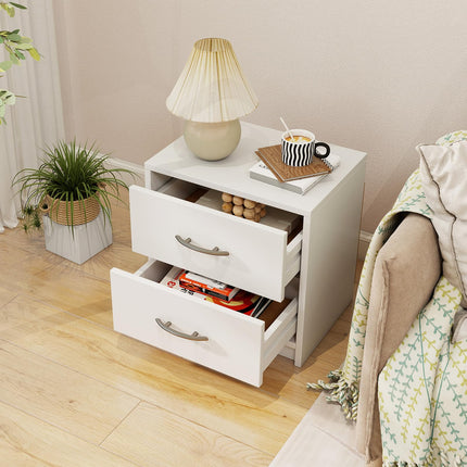Dreamade Nightstand with 2 Drawers, Modern Night Stand with Storage Drawers, Compact Floor Sofa Side Table for Small Spaces