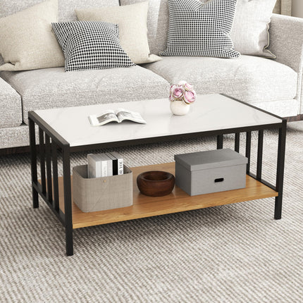 Dreamade 2 Tier Coffee Table with Storage for Living Room