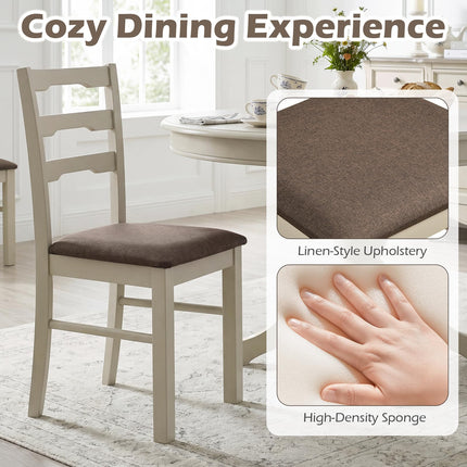 Dreamade Wood Farmhouse Upholstered Kitchen Chairs with Ladder Back Design (2/4)