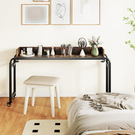 Dreamade Overbed Table with Wheels 81" Queen Size Bed Desk with Adjustable Height and Length